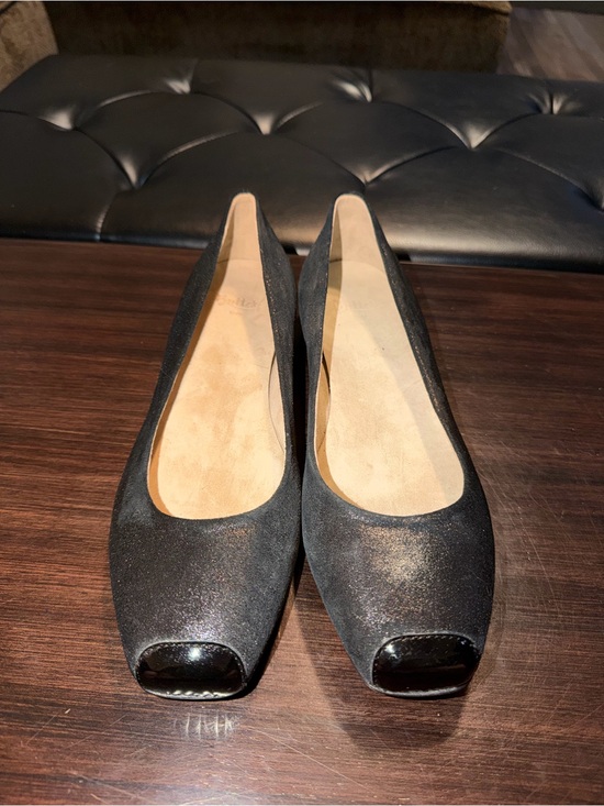 Butter Shoes - Butter made in Italy Black Square-Toe Ballet Flats with Shiny Toe Cap
